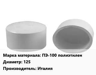 Заглушка полипропилен, полиэтилен, металлопластик ПЭ-100 полиэтилен D=125 Италия